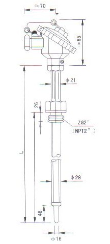 煙道、風道熱電偶（熱電阻）產品結構圖